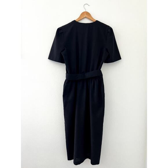 Vintage Periwinkle Black Midi Pencil Dress with Gold Buttons, Size 12, EUC - Picture 7 of 7